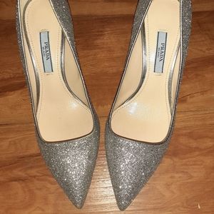 Prada glitter heels